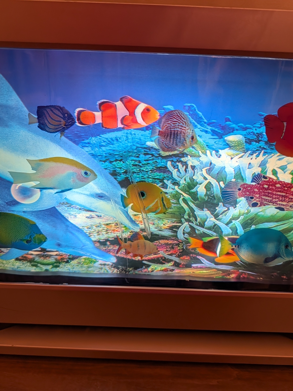 Vintage Motion Vibrant Blue Tropical Fish Aquarium Mural - Multicolor